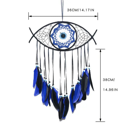 Handmade Dream Catcher with Evil Eye Feather Decor