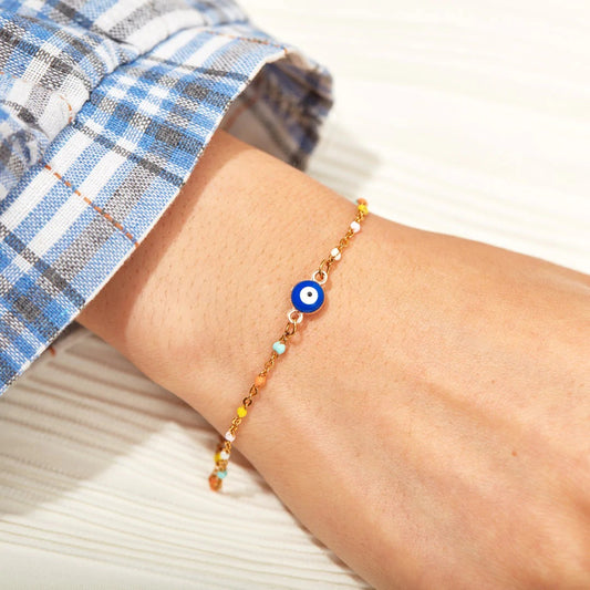S925 Silver Evil Eye Enamel Dripping Oil Bracelet