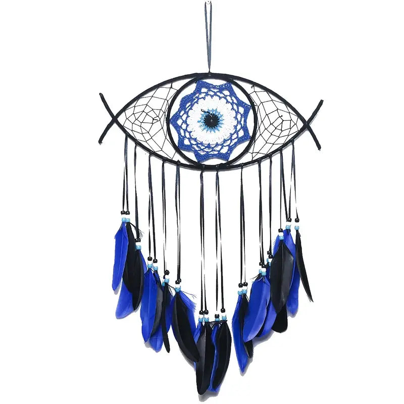 Handmade Dream Catcher with Evil Eye Feather Decor