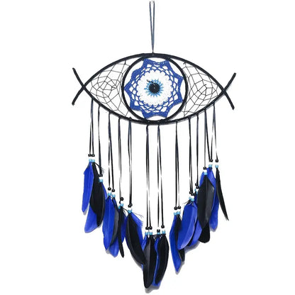 Handmade Dream Catcher with Evil Eye Feather Decor