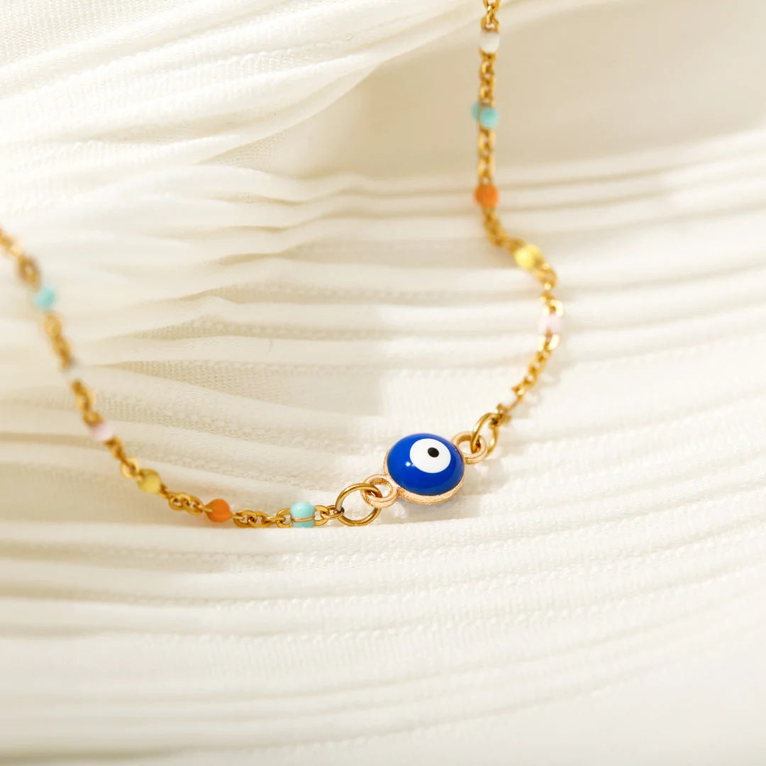 S925 Silver Evil Eye Enamel Dripping Oil Bracelet