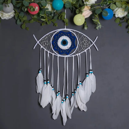 Handmade Dream Catcher with Evil Eye Feather Decor